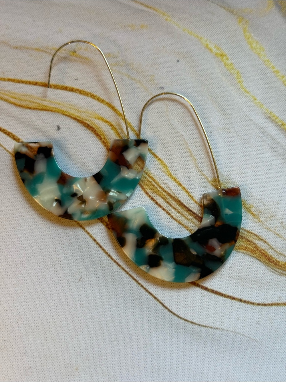 Turquoise and Green Multi-Tone Resin Hoop Earrings - Bundle of two